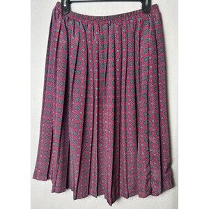 VTG Womens Pink Blue Floral Midi Maxi Pull on Pleated Boho Indie Skirt Sz 14